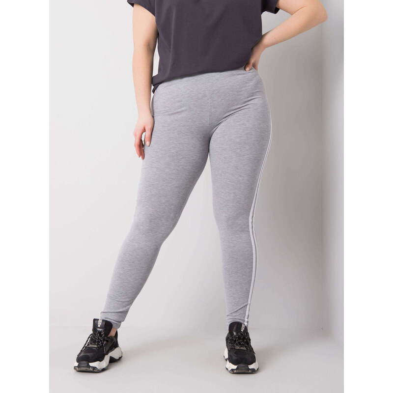 BASIC Světle šedé dámské legíny s pruhy -gray Šedá 85870184