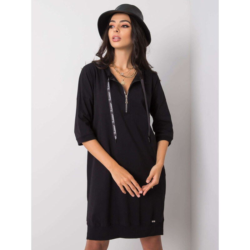 RELEVANCE Černé dámské mikinové šaty RV-SK-6273.47P-black