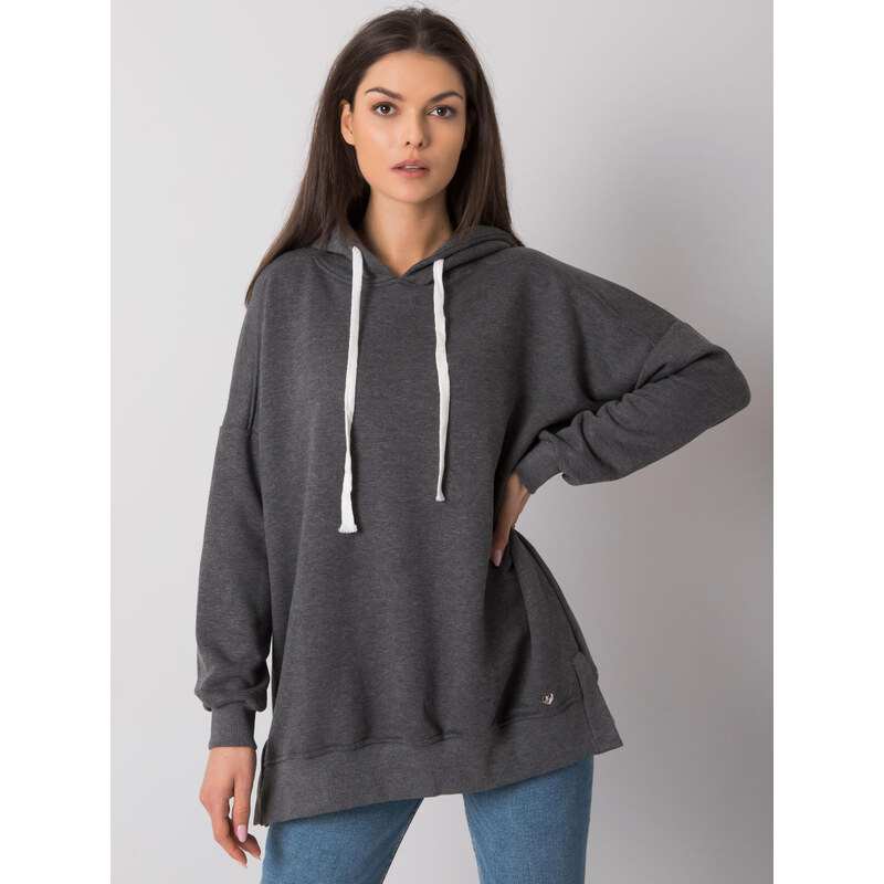 BASIC FEEL GOOD Tmavě šedá dámská mikina s kapucí -dark gray 64524884
