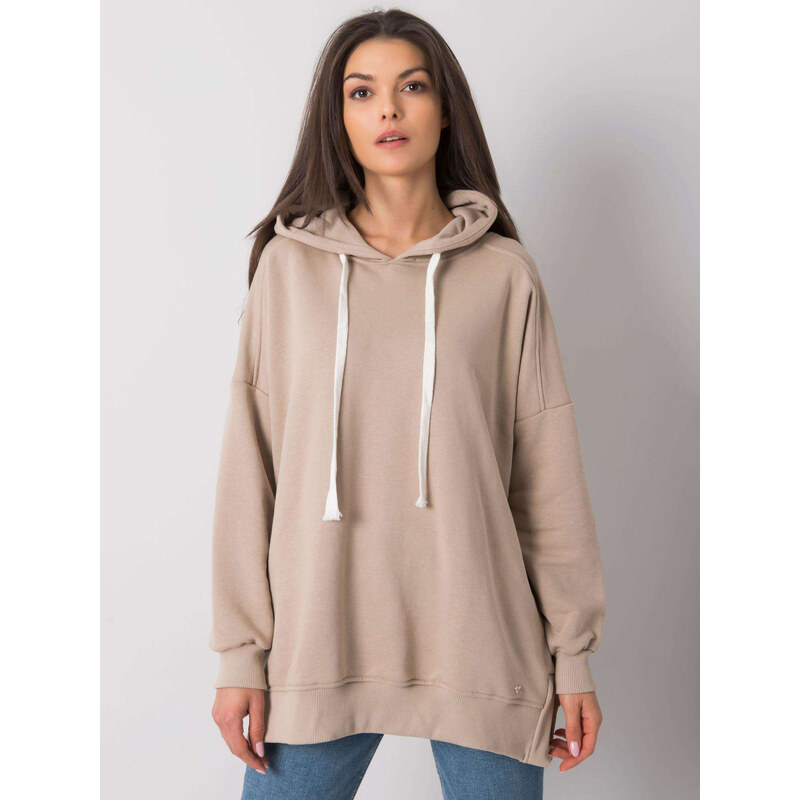 BASIC FEEL GOOD Béžová dámská mikina s kapucí -beige 64524882
