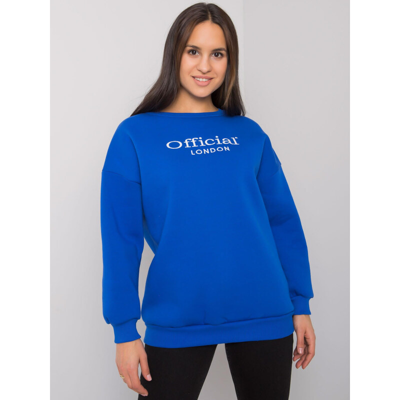 BASIC Kobaltová mikina Cherbourg s nápisem Official -cobalt blue Modrá 111230295