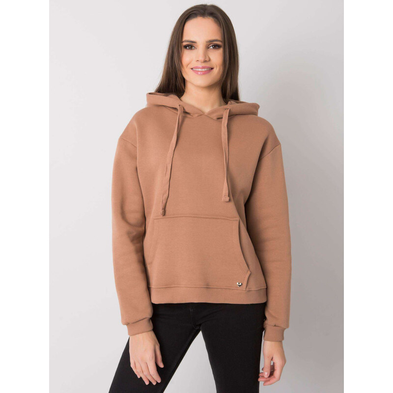 BASIC FEEL GOOD Světle hnědá dámská mikina s kapucí -camel Béžová 66266822