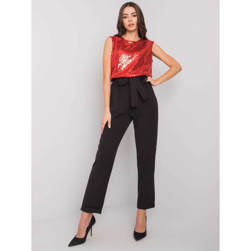 BASIC Červeno-černý dámský elegantní overal LK-KO-507264.83P-red