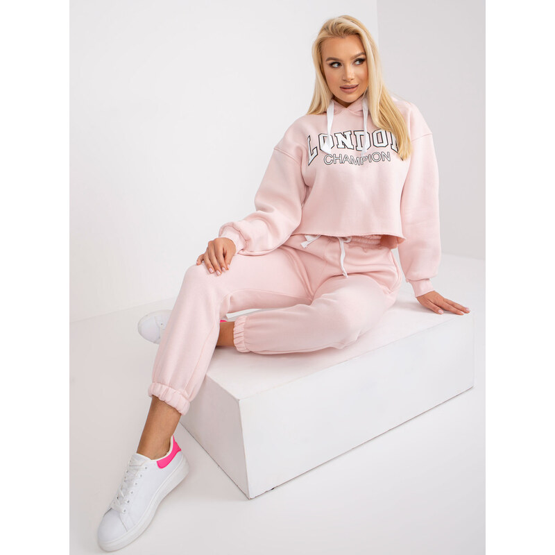 BASIC Světle růžová teplákovka Laraina s nápisem London --light pink 85873806