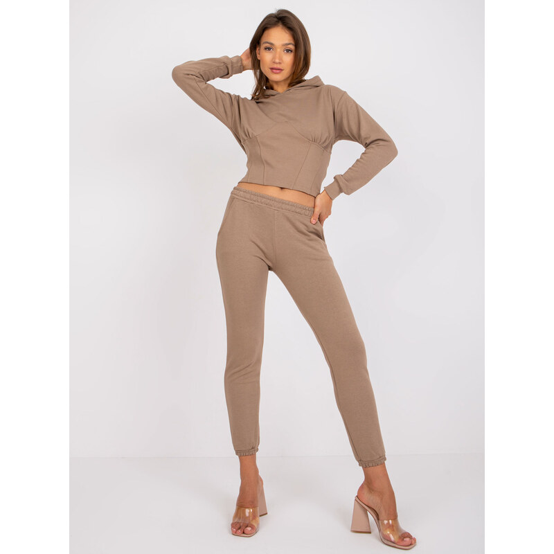 BASIC Béžová tepláková souprava s kapucí -beige 84024339