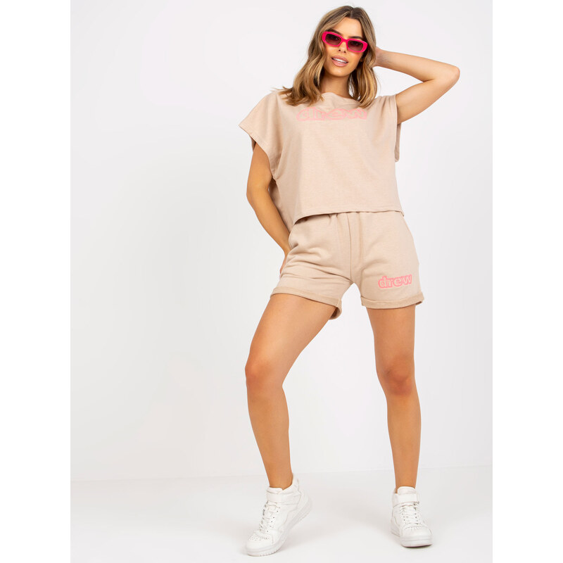 BASIC Béžová krátká souprava kraťasů a trička DREW -beige 85874950