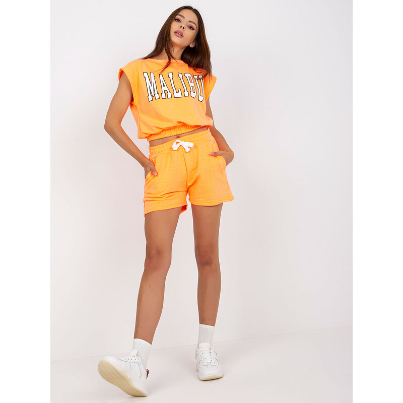 BASIC Oranžová krátká souprava kraťasů a trička MALIBU -fluo orange 85874957