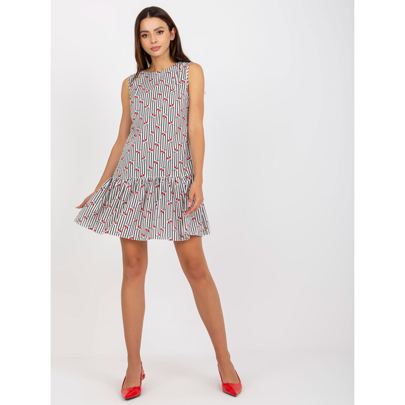 BASIC Pruhované šaty se vzorem třešní -stripe-cherry Pruhovaný vzor 71805493