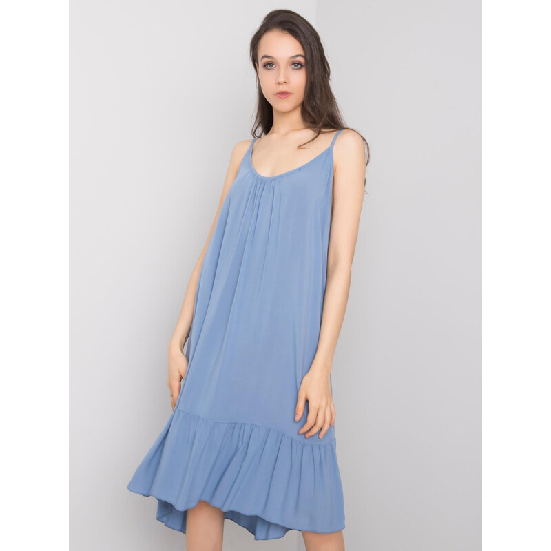 BASIC Modré dámské šaty na ramínka TW-SK-BI-81961.98-blue