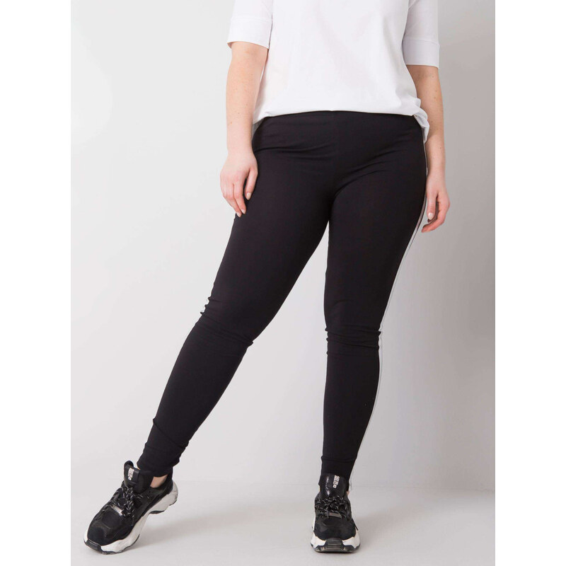 BASIC Černé legíny se stříbrným pruhem -RV-LG-6303.64-black