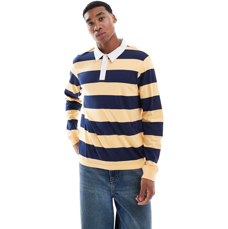 Another Influence striped long sleeve rugby top in multi