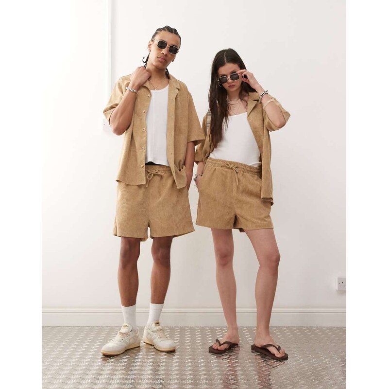 Reclaimed Vintage unisex cord short in brown-Neutral 105851671