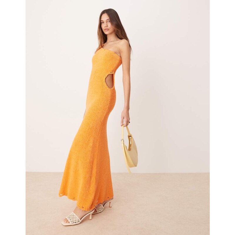 ASOS DESIGN knitted midaxi dress in slub yarn with raw edge