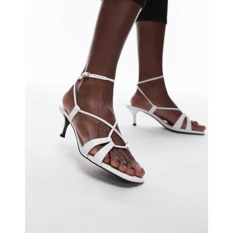 Mango strappy kitten heel in white 105852241