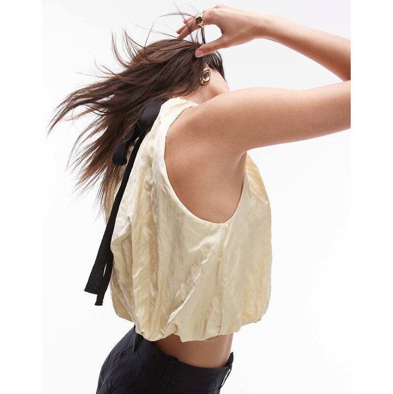 Mango capsule pleated volume sleeve top in ecru-Neutral 105852243