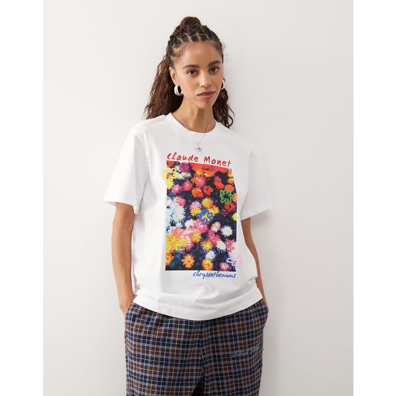 Reclaimed Vintage oversized t-shirt with licensed Monet flower print 105852268