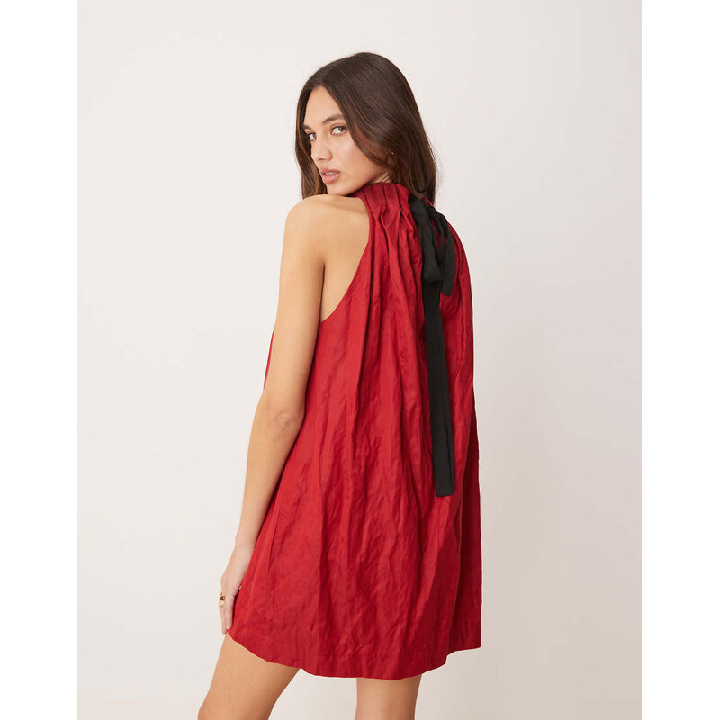 Mango capsule ramie mini dress in cherry red 105852242