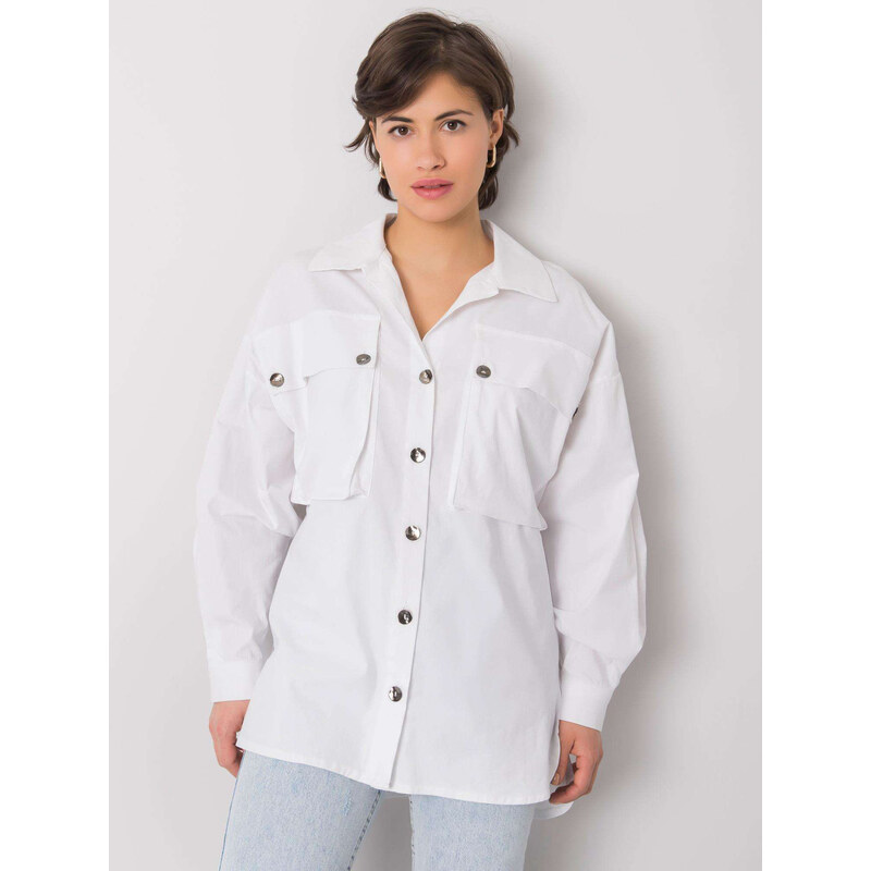 RUE PARIS Bílá dámská oversize košile 346-KS-027.45-white