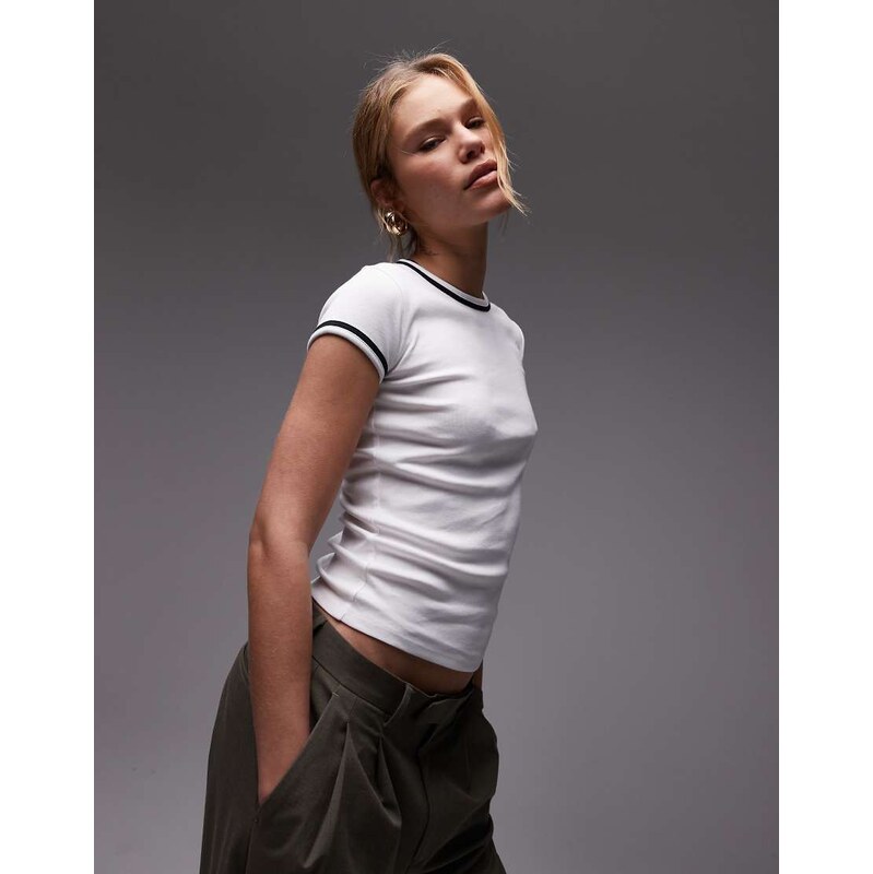 Topshop contrast everyday tee in white 105898531