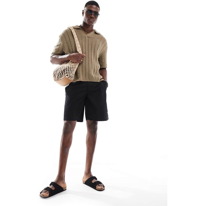 ONLY & SONS loose fit chino shorts in black