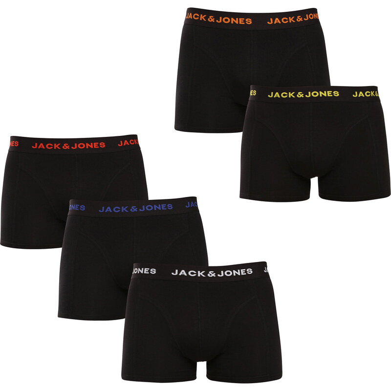 5PACK pánské boxerky Jack and Jones černé (12167028-BLK/BLK)
