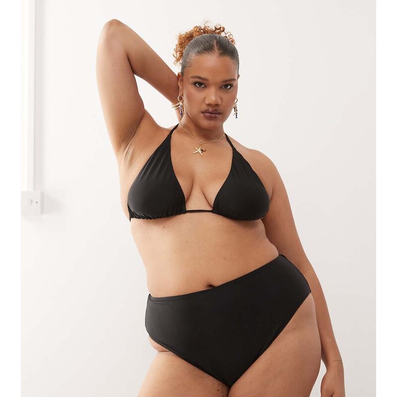 COLLUSION curve mix and match high waisted bikini bottom in black 109786927