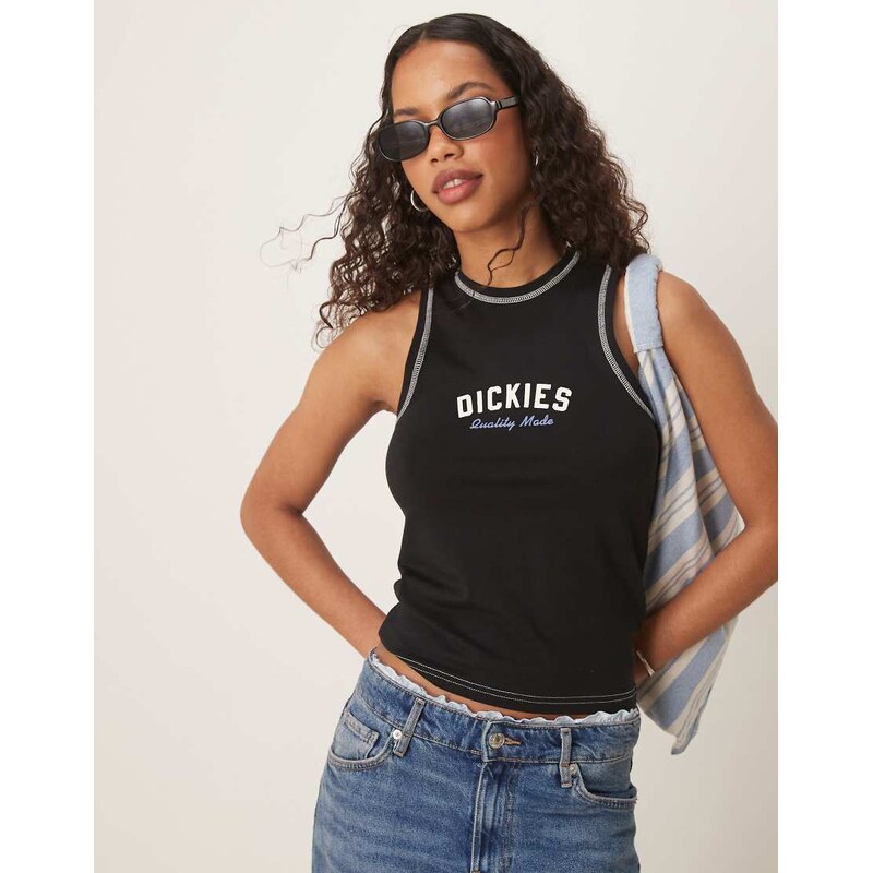 Dickies racer central logo long line vest in black 105925319