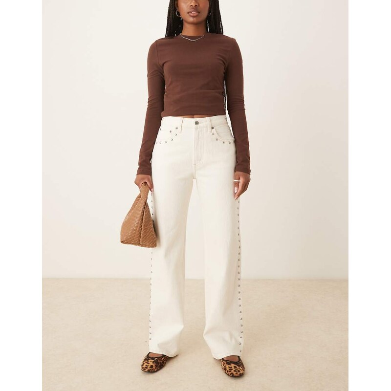 Abercrombie & Fitch curve love high rise 90s relaxed studded jeans in 105877373