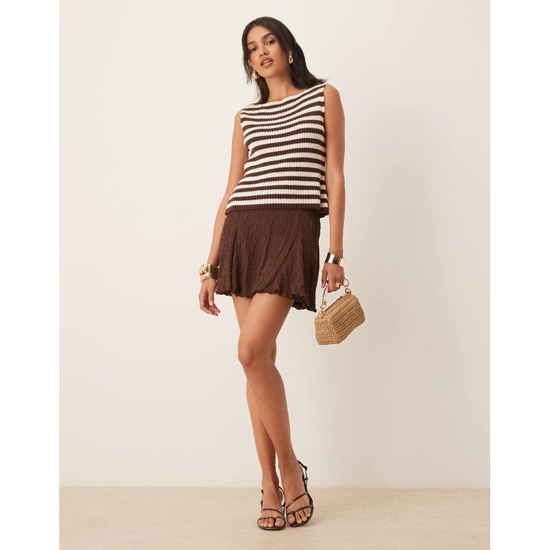 ASOS DESIGN texture godet mini skirt in chocolate-Brown 105877516