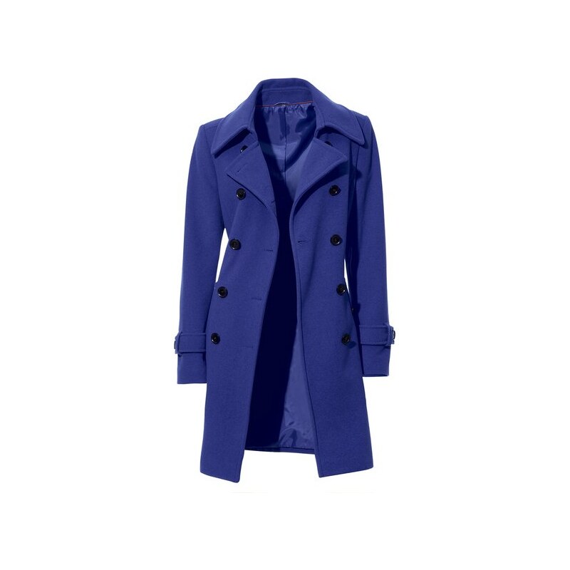 Dámský modrý vlněný kabát Ashley Brooke , Velikost 38, Barva modrá
