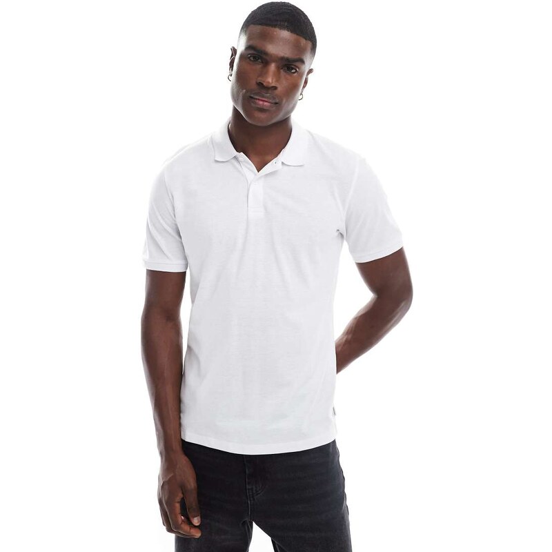 Jack & Jones pique polo in white