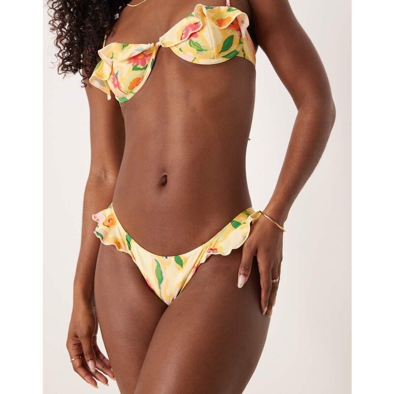 Wild Lovers Studio 54 bikini bottom with frill detail in multi 106385381