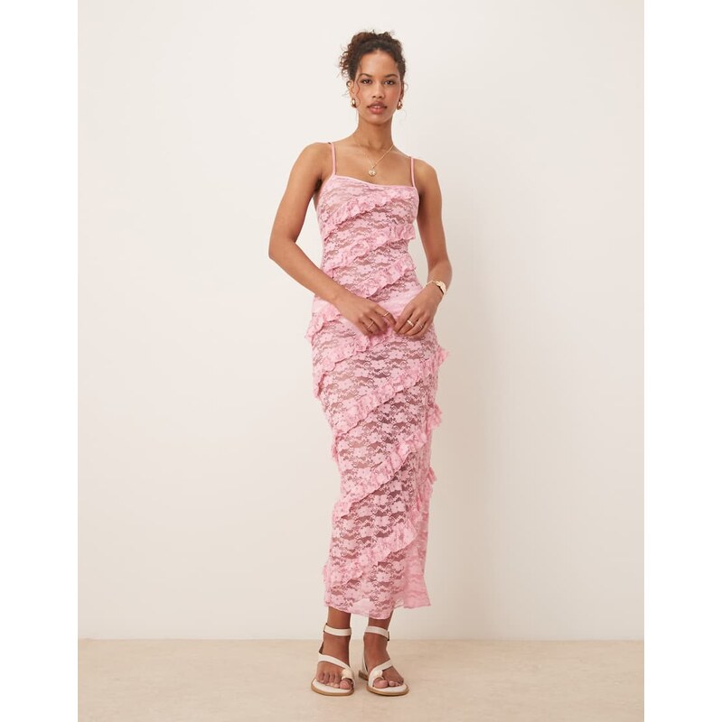Wild Lovers Lace Maxi Beach Dress in pink 105882318