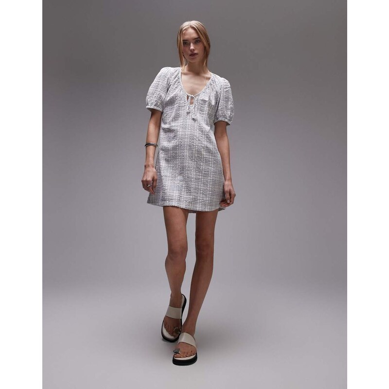 Rhythm desi plaid mini dress in blue 105885228