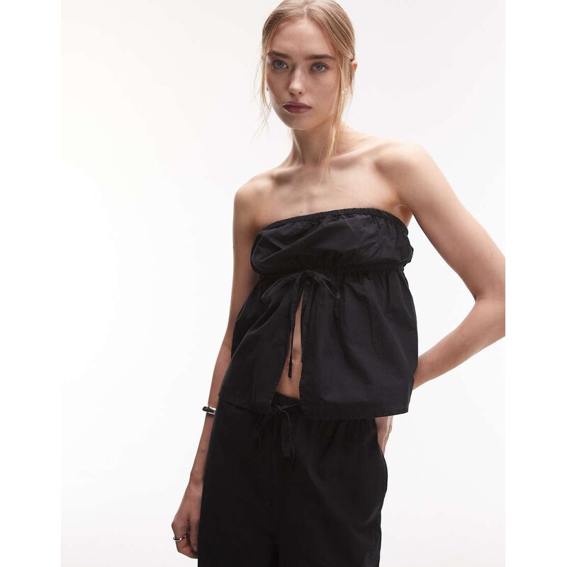 Rhythm posie gathered strapless top in black 105882391