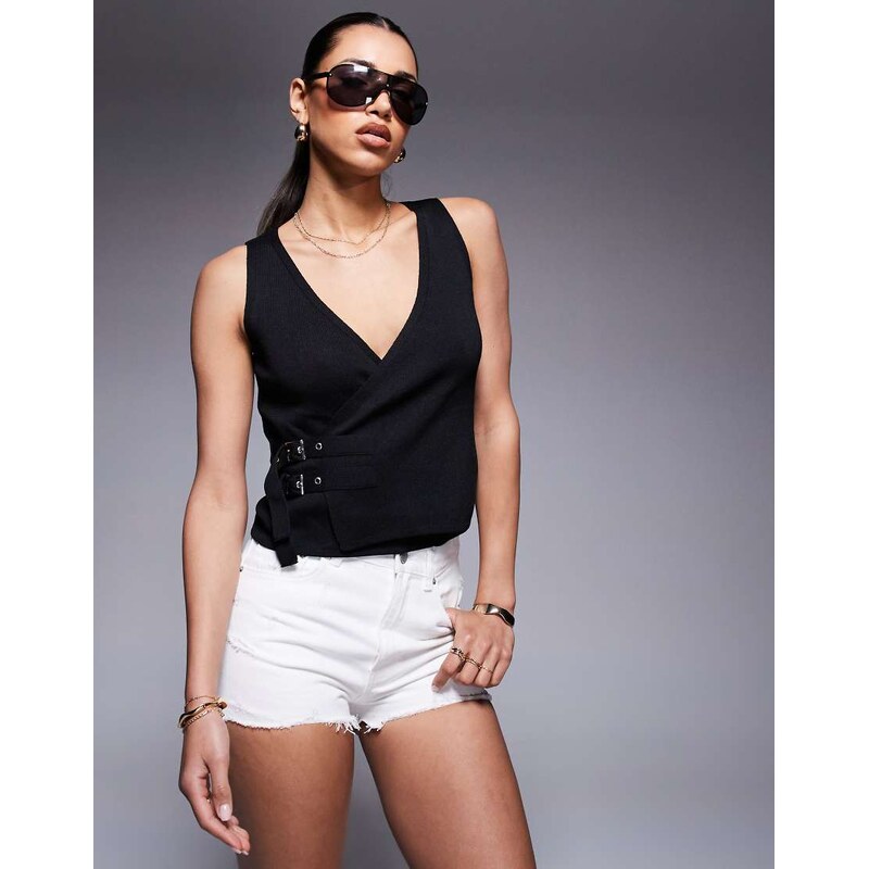 River Island buckle vest in black 105882442