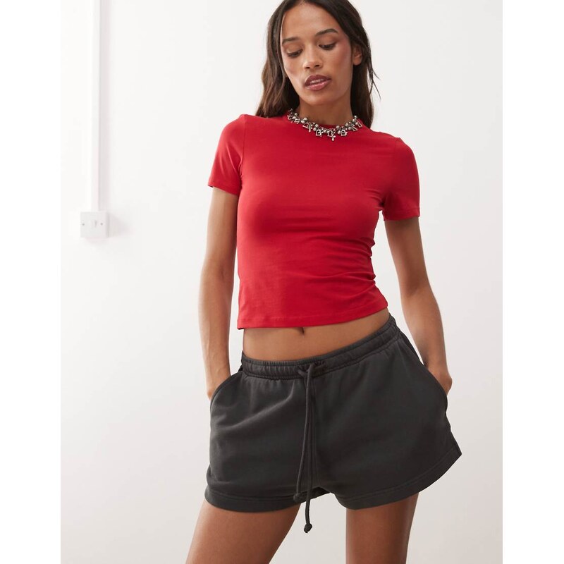 Weekday terry sweat shorts in off-black 105882546