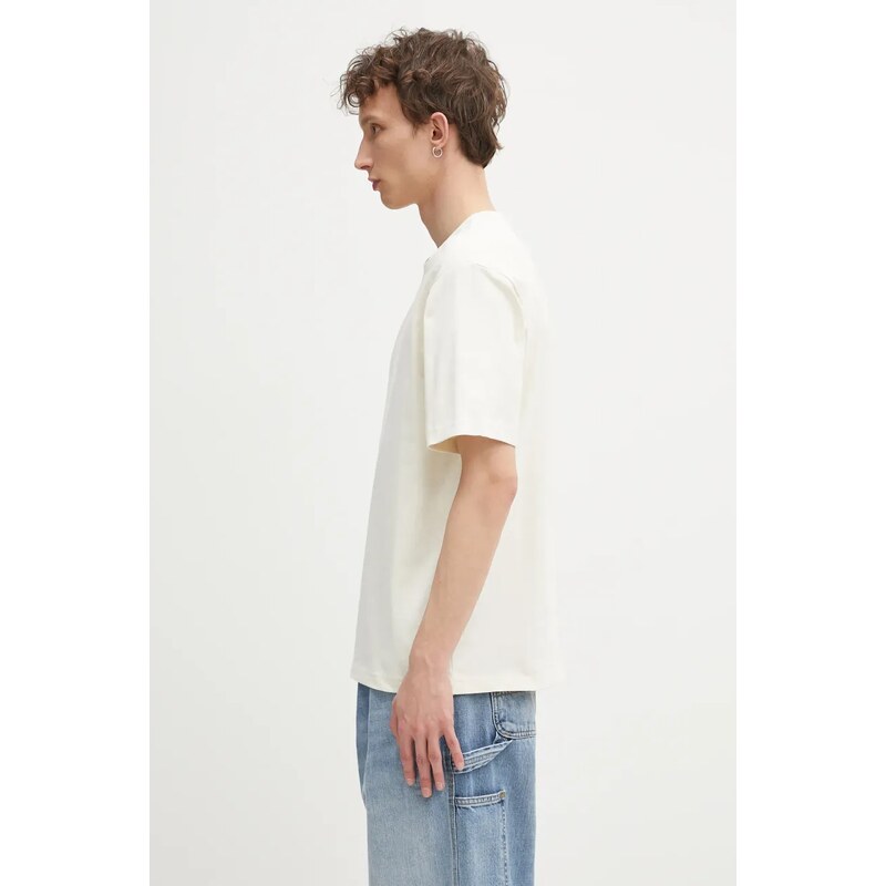Bavlněné tričko The North Face Relaxed béžová barva, s aplikací, NF0A8C35QLI1