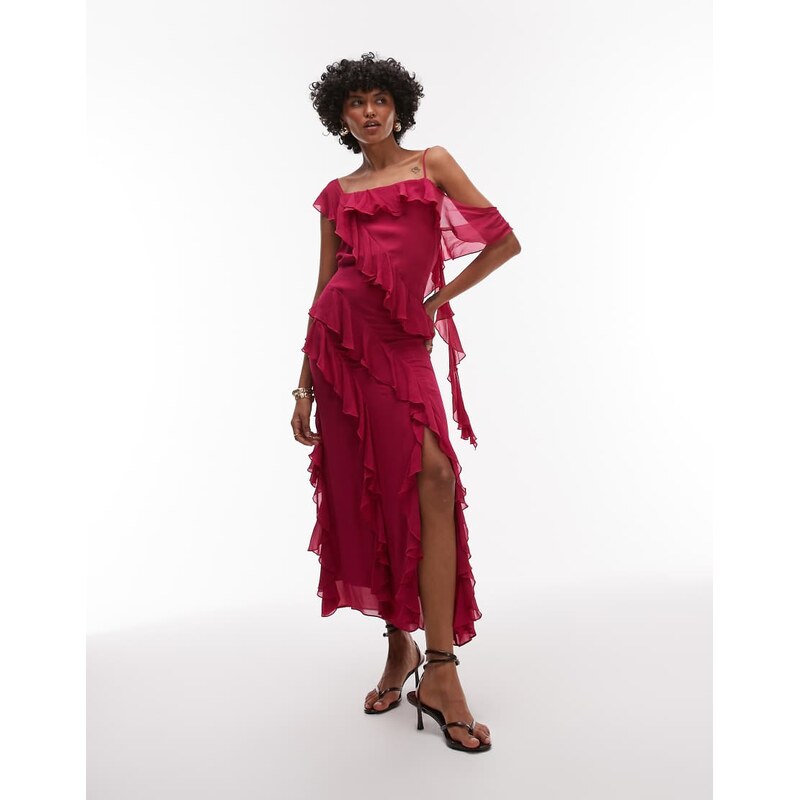 & Other Stories maxi slip dress with tiered ruffle detail and low tie 105882646