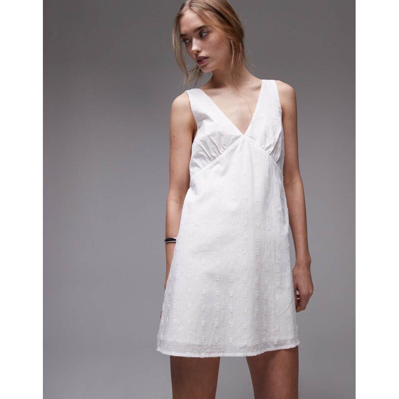 Rhythm mirage mini v neck dress in white 112578204