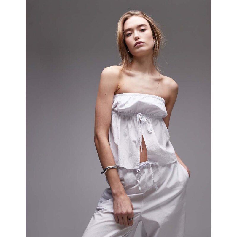 Rhythm posie gathered strapless top in white 105882390