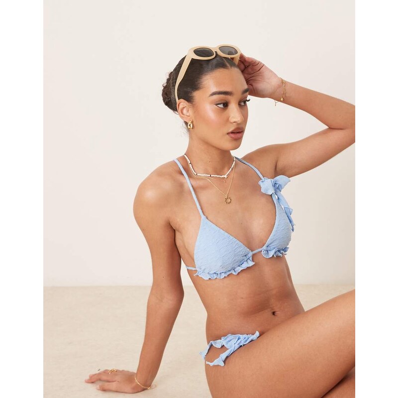 Wild Lovers Blue lagoon triangle bikini top in blue 106004827