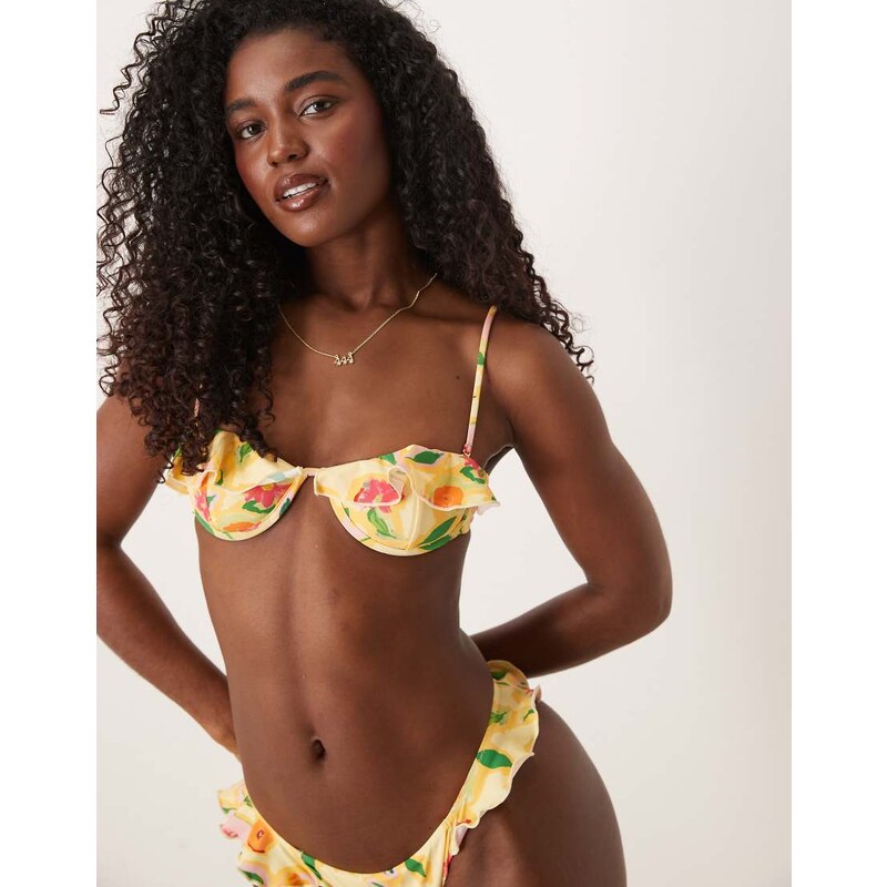 Wild Lovers Studio 54 bikini top with frill detail in multi 105898711