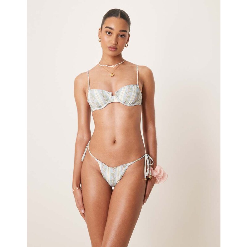 Wild Lovers Milkshake tie side bikini bottom in blue multi 106208571
