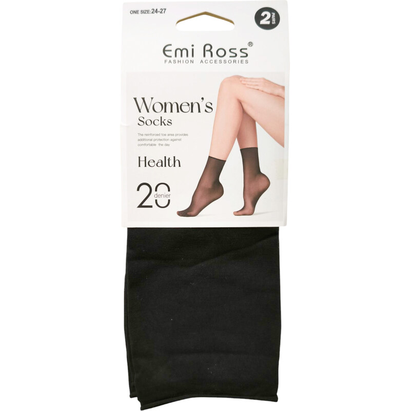 Emi Ross 2 PÁRY Silonové ponožky 20 DEN černé BLACK 105893935