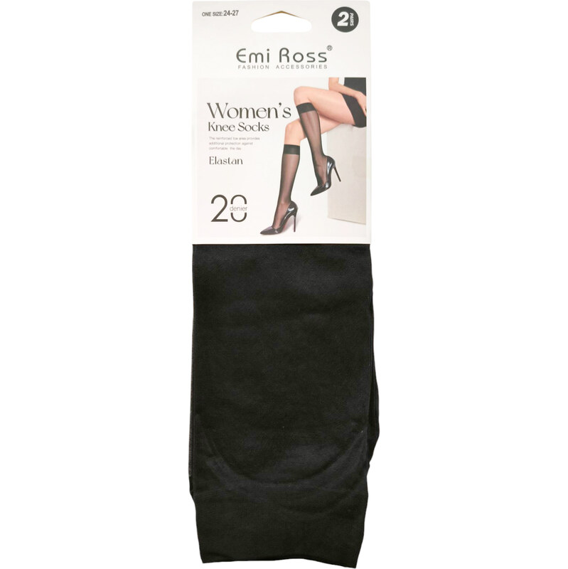 Emi Ross 2 PÁRY Silonové podkolenky 20 DEN - černé BLACK 105901059