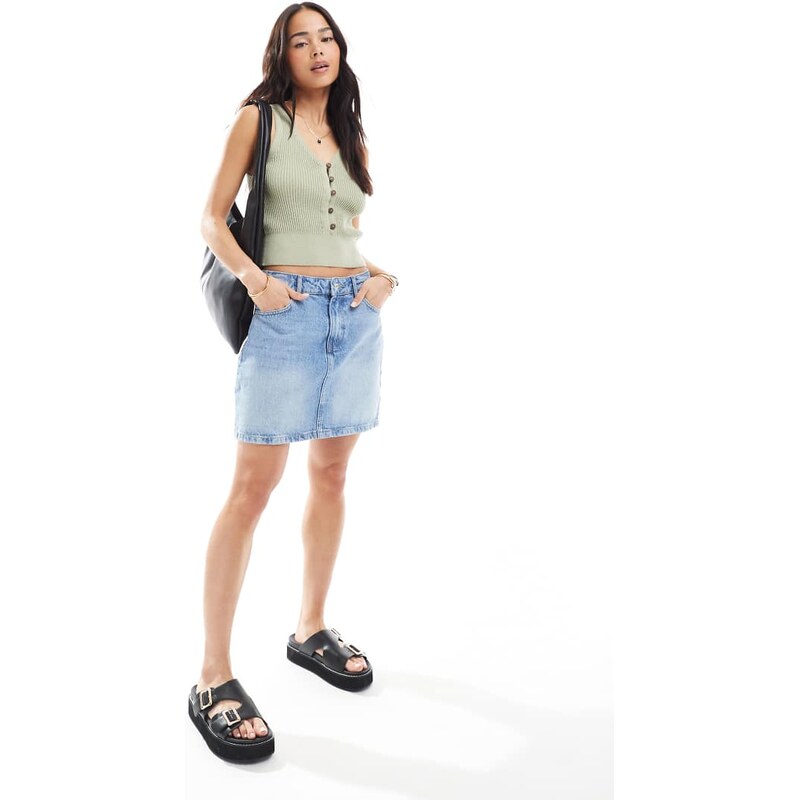 ONLY denim mini skirt in light blue
