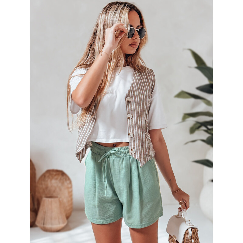 BASIC Světle zelené dámské látkové šortky se zavazováním RELAX TIME 105905147