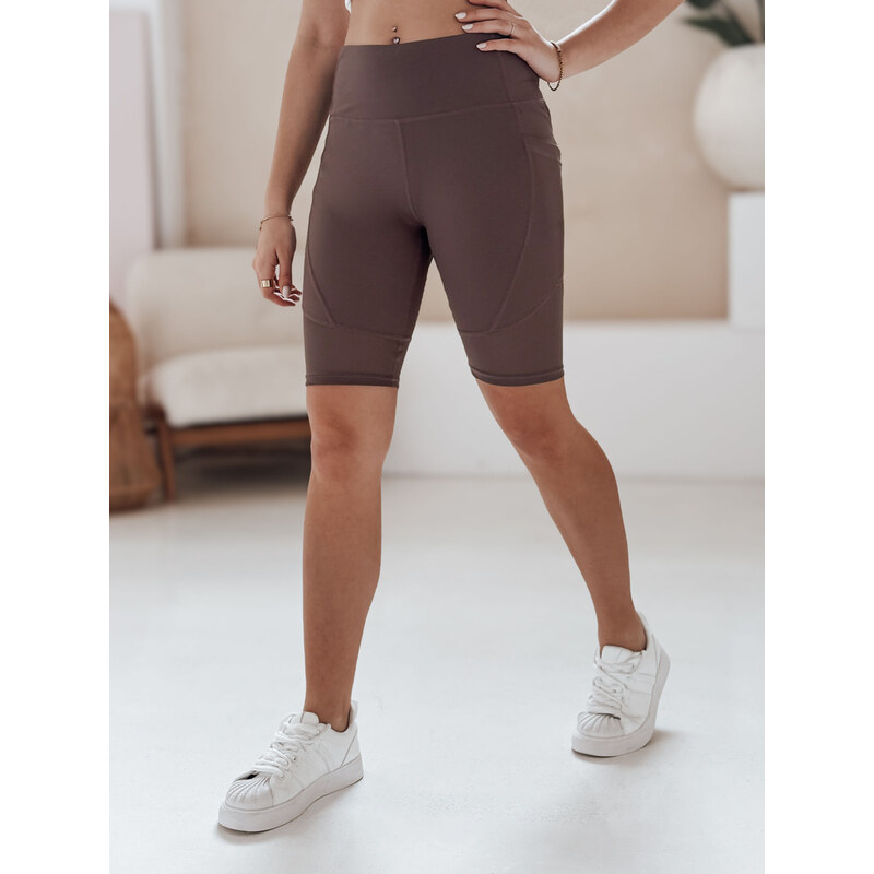 BASIC Tmavě hnědé dámské biker shorts s vysokým pasem BIKELINE Hnědá 105905167