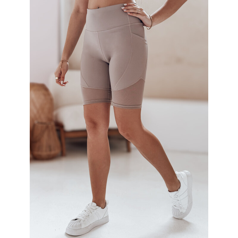 BASIC Béžové dámské biker shorts s vysokým pasem BIKELINE Béžová 105905168